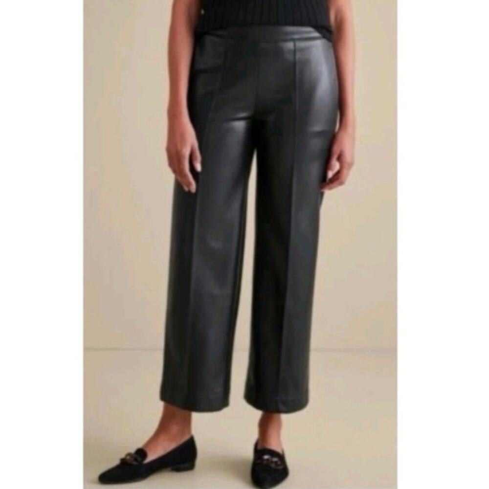 Soft Surroundings Faux Leather Black Pants Size Medium